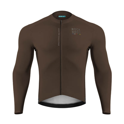 ROAD TO SKY Langarm-Radtrikot Herren Jersey Erdgrau/Braun