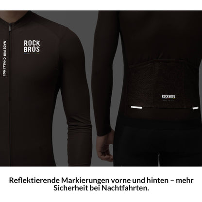 ROAD TO SKY Langarm-Radtrikot Herren Jersey Erdgrau/Braun