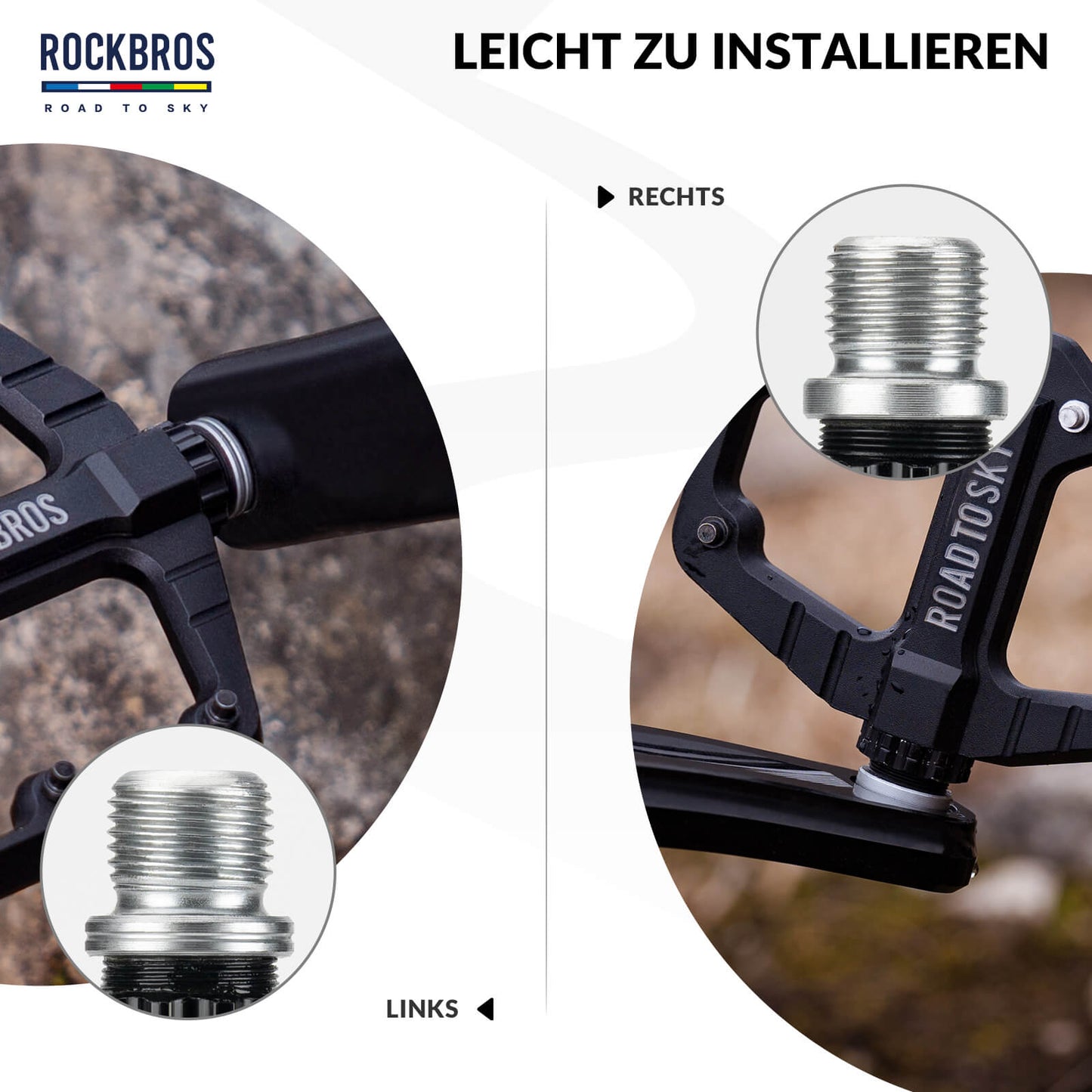 ROAD TO SKY Platform Fahrradpedale 9/16 Zoll Rutschfest Wasserdicht