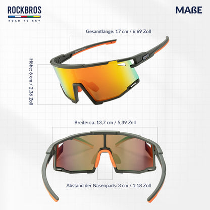 ROAD TO SKY Polarisierte Fahrradbrille UV400 Schutz Verstellbare Nasenpads