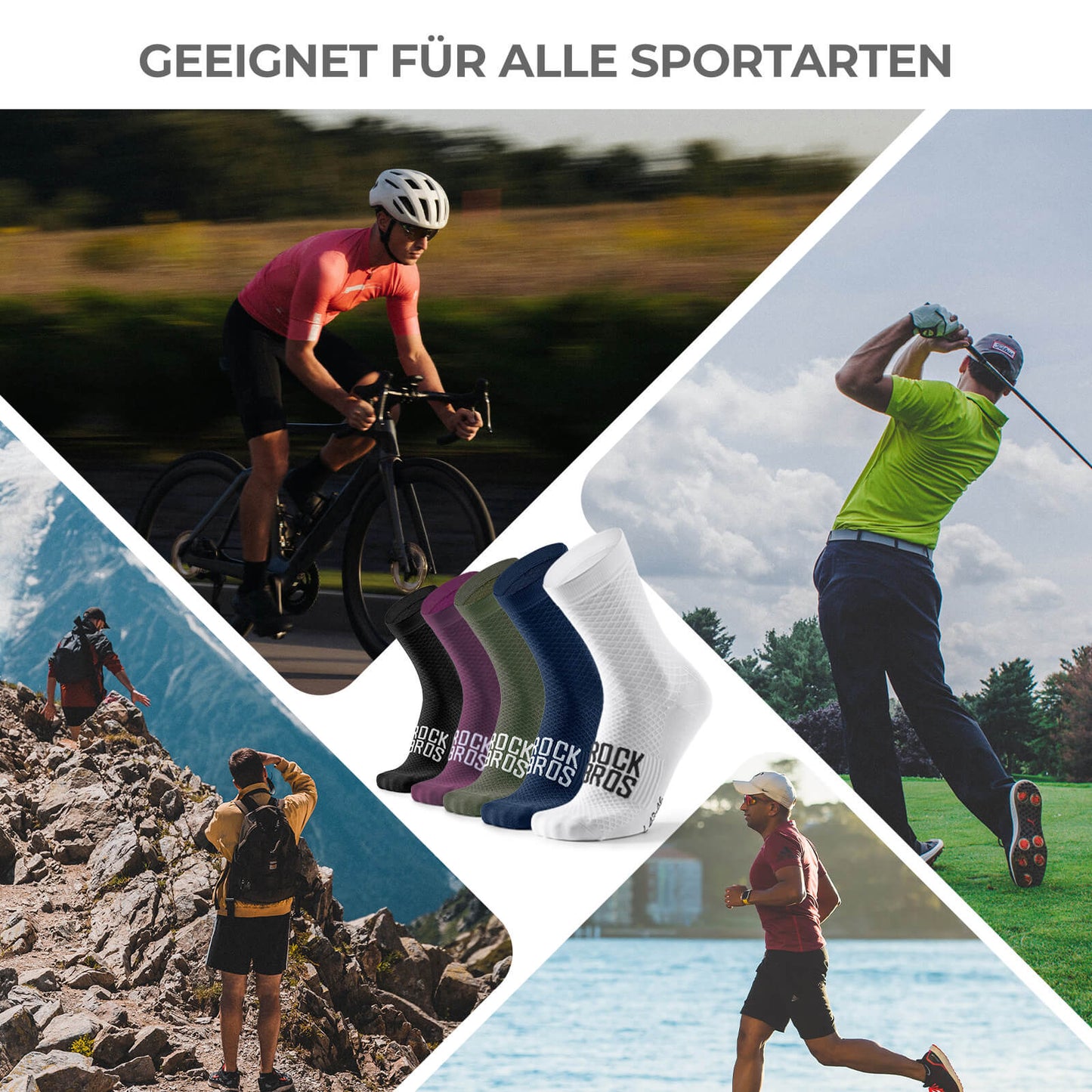 ROAD TO SKY Sportsocken Baumwolle Atmungsaktive Laufsocken für MTB & Rennrad