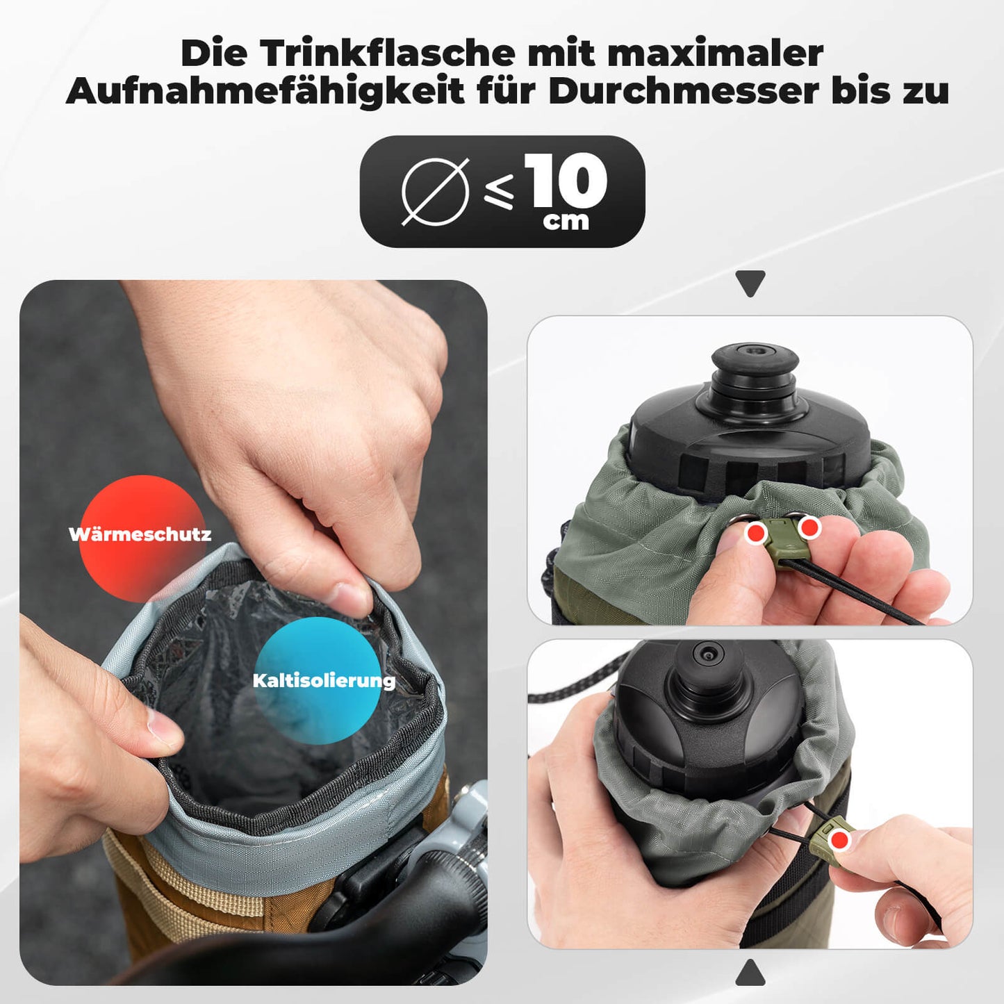 Fahrrad Lenkertasche 1.2L für Trinkflaschen Ø10 cm