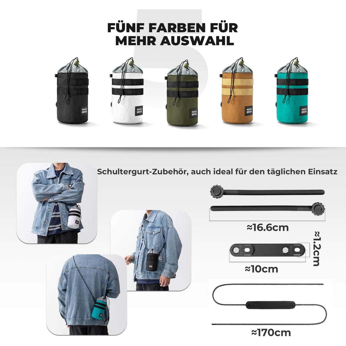 Fahrrad Lenkertasche 1.2L für Trinkflaschen Ø10 cm