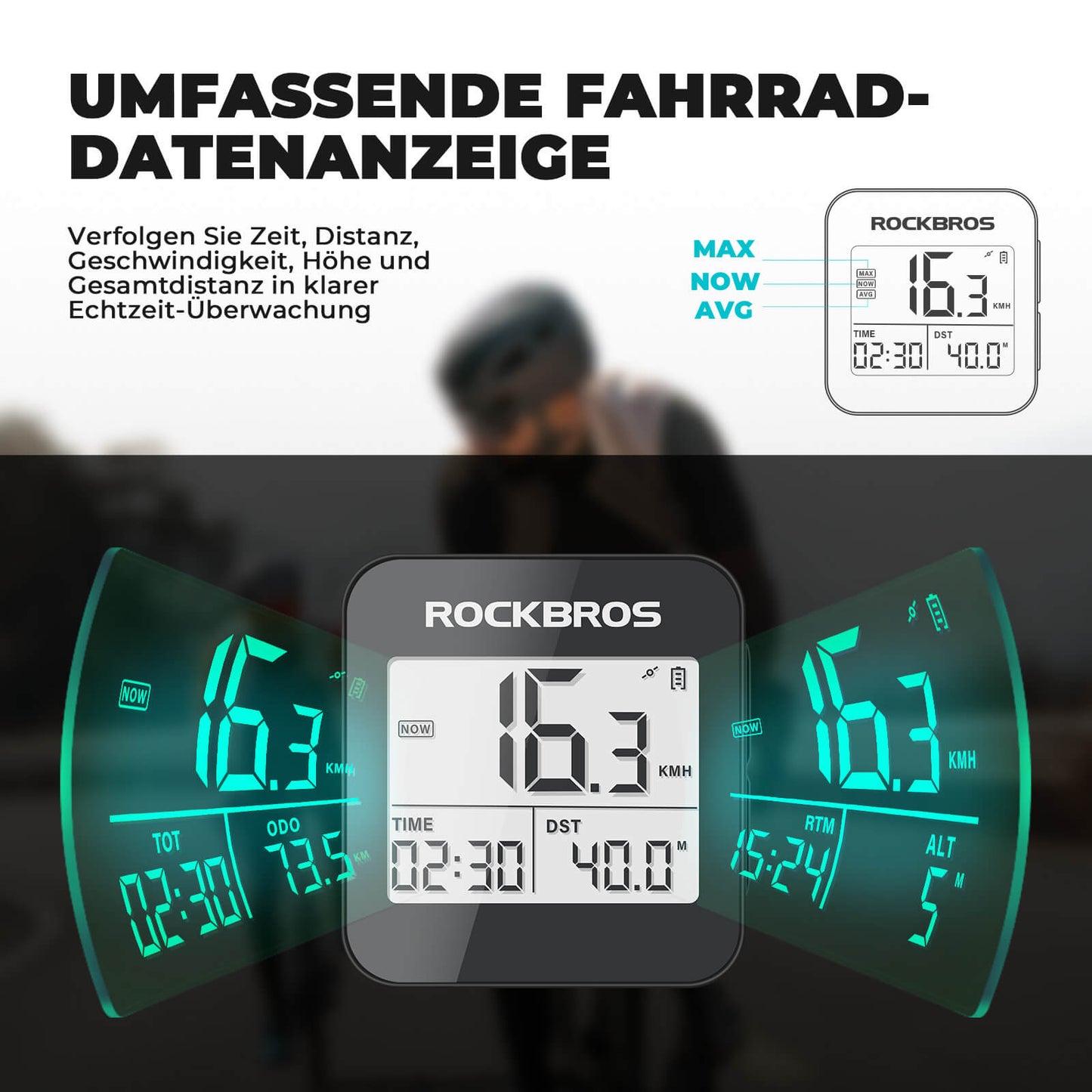 ROCKBROS Fahrradcomputer Kabellos GPS G1