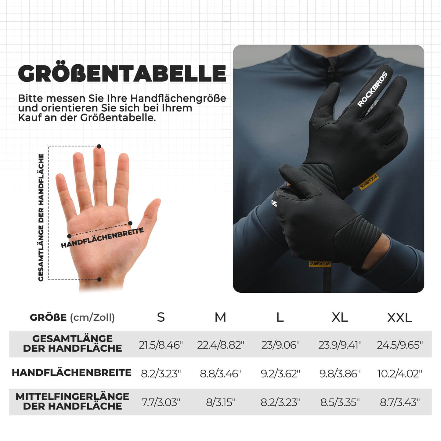 ROCKBROS Fahrradhandschuhe Touchscreen-fähig mit SBR-Polsterung