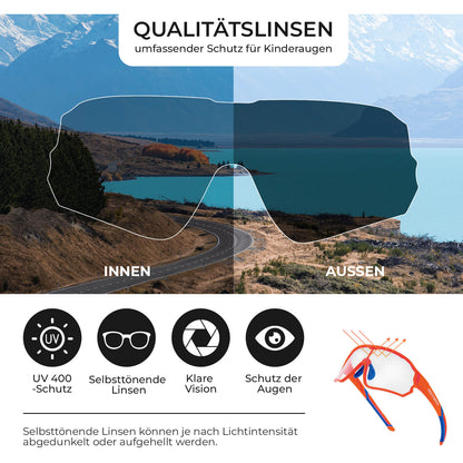 Selbsttönende Fahrradbrille für Kinder mit UV400-Schutz