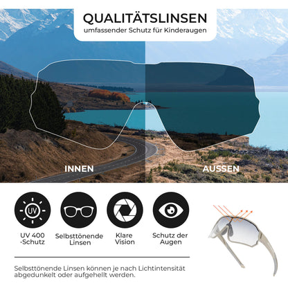 Selbsttönende Fahrradbrille für Kinder mit UV400-Schutz