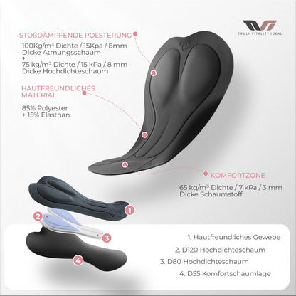 TVI Damen Trägerhose Fahrradhose Gepolstert Stoßfeste Thermo