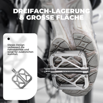 ROCKBROS Fahrradpedale aus Titanlegierung 3-Lager MTB-Pedale Plattform 9/16 Zoll