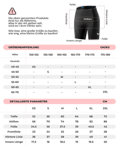 TVI Damen Radlerhose Gepolstert Fahrradhose Schnell Trocknend