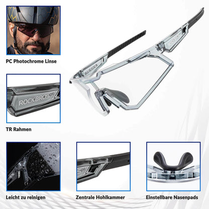 ROCKBROS Sonnenbrille Fahrradbrille Selbsttönend Outdoor UV400 Schutz
