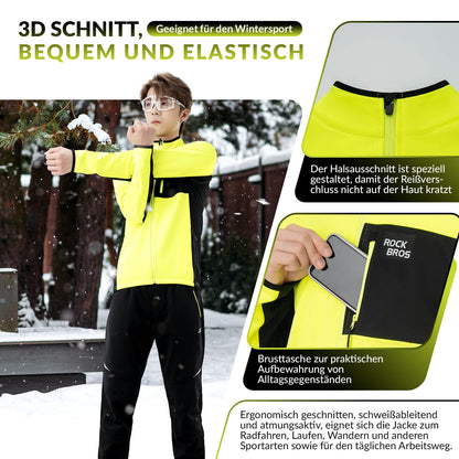 ROCKBROS Winter Fahrradjacke Herren Winddicht Warm Wanderjacke