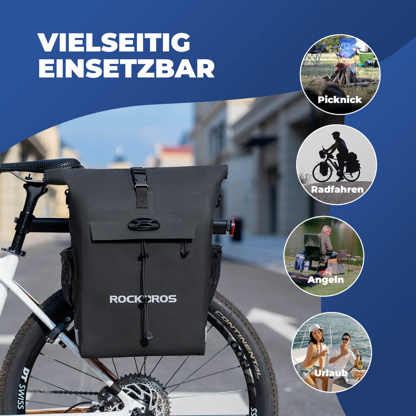 3 in 1 Wasserdicht Gepäckträgertasche Rucksack Umhängetasche 18L