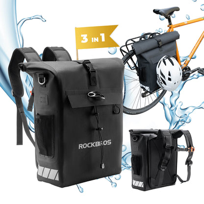 3 in 1 Wasserdicht Gepäckträgertasche Rucksack Umhängetasche 18L