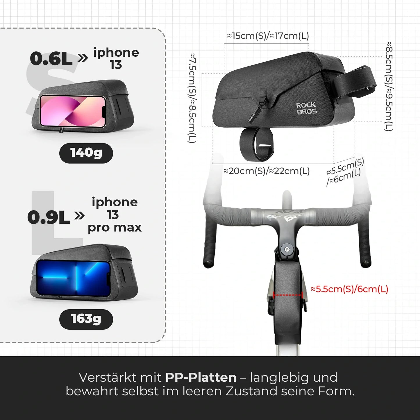 Magnetische Oberrohrtasche 100% Wasserdicht