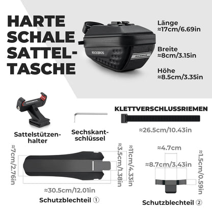 ROCKBROS Fahrrad Satteltasche mit Schutzblech Wasserabweisend 1,3L/0.8L