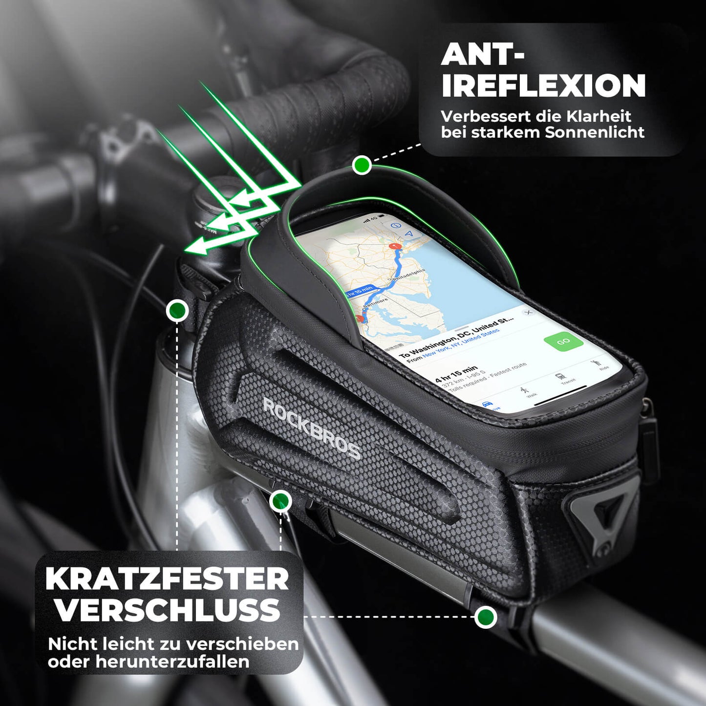 ROCKBROS Fahrradtasche Wasserabweisend Handytasche mit TPU Touchscreen