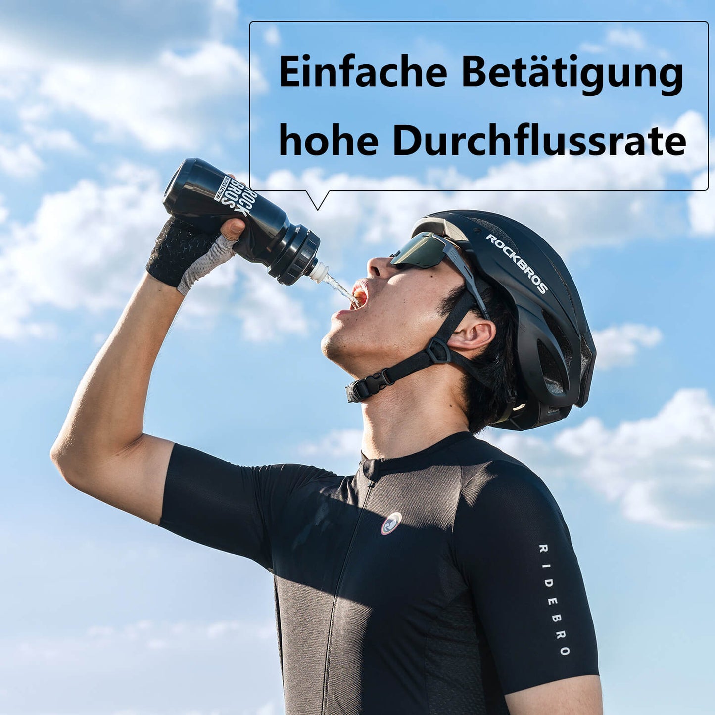 ROCKBROS Fahrrad Trinkflasche 600ml Trinkflasche BPA-Frei Auslaufsichere Flasche
