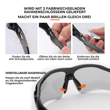 Photochromatische Fahrradbrille für Damen und Herren
