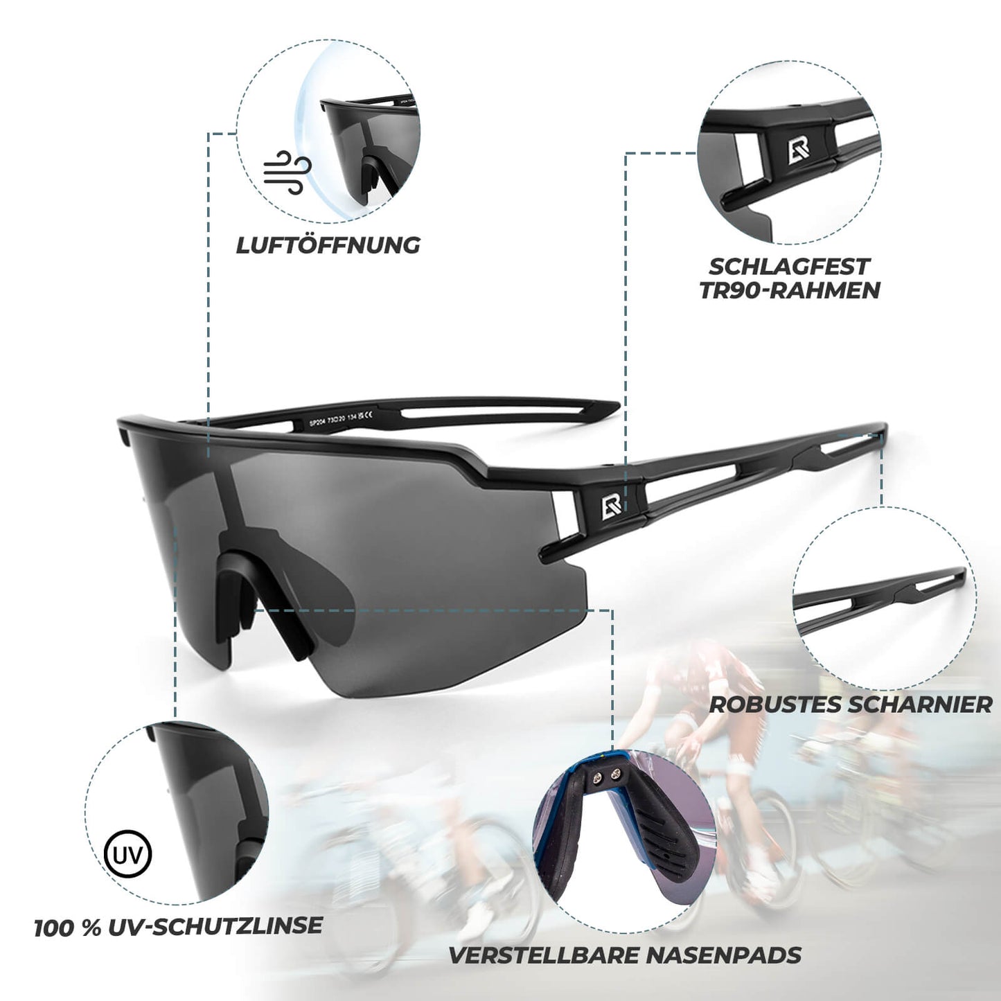 Winddichte und Polarisierte Sportbrille (UV400)