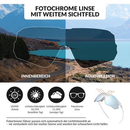 Fahrradbrille Selbsttönend UV400-Schutz Ohne Rahmen -SWIFT