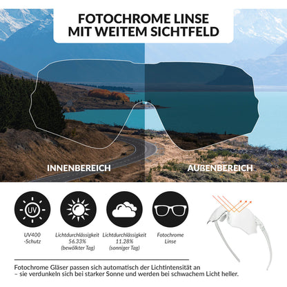 Fahrradbrille Selbsttönend UV400-Schutz Ohne Rahmen -SWIFT