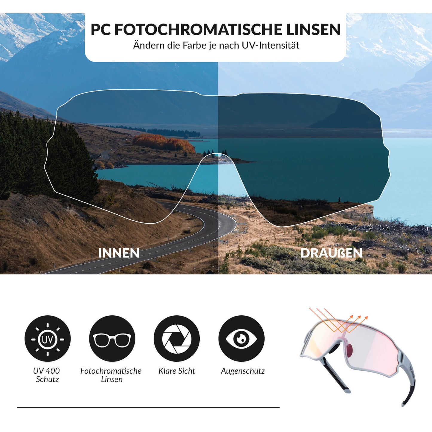 Federleichte Polarisierte Fahrradbrille (UV400)