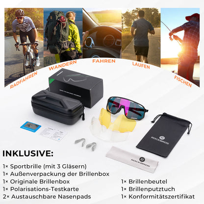 Selbsttönende Unisex Fahrradbrille mit Wechsel-Nasenpads