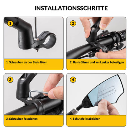 Fahrradspiegel Rückspiegel 360°Drehbar Klappbar für Lenker 20–23mm