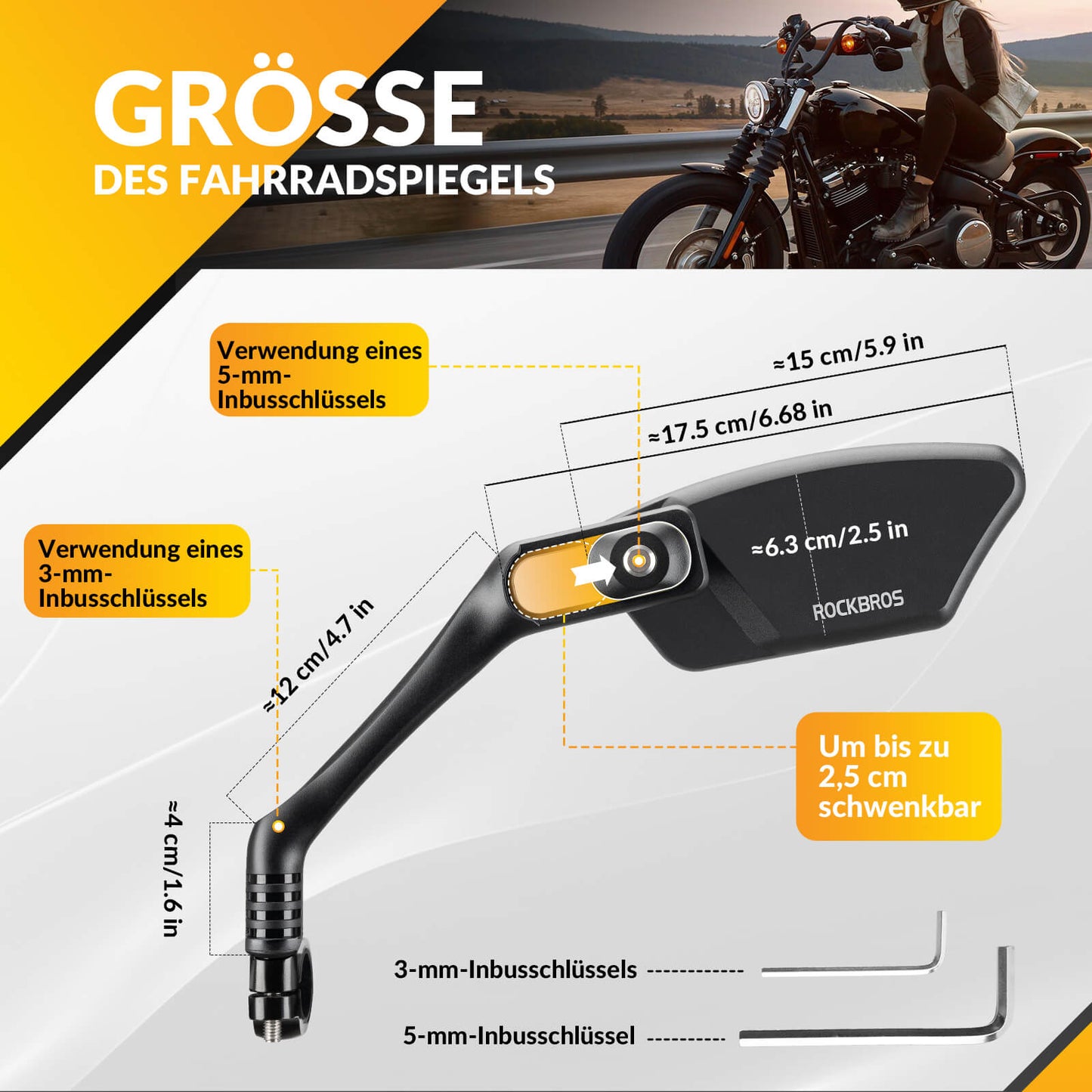 Fahrradspiegel Rückspiegel 360 ° Verstellbarer für Lenker 21-26mm
