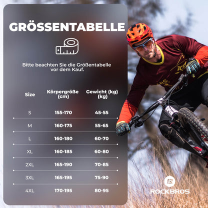 ROCKBROS Herren Fahrradhose Lang Gepolstert Elastisch Atmungsaktiv