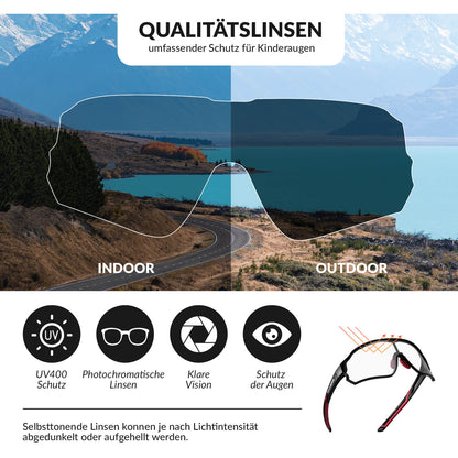 Selbsttönende Fahrradbrille für Kinder mit UV400-Schutz