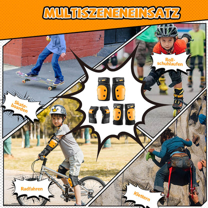 ROCKBROS Kinder Knieschoner 6-in-1 Komfort Schoner Set Protektoren Fahrrad Sport
