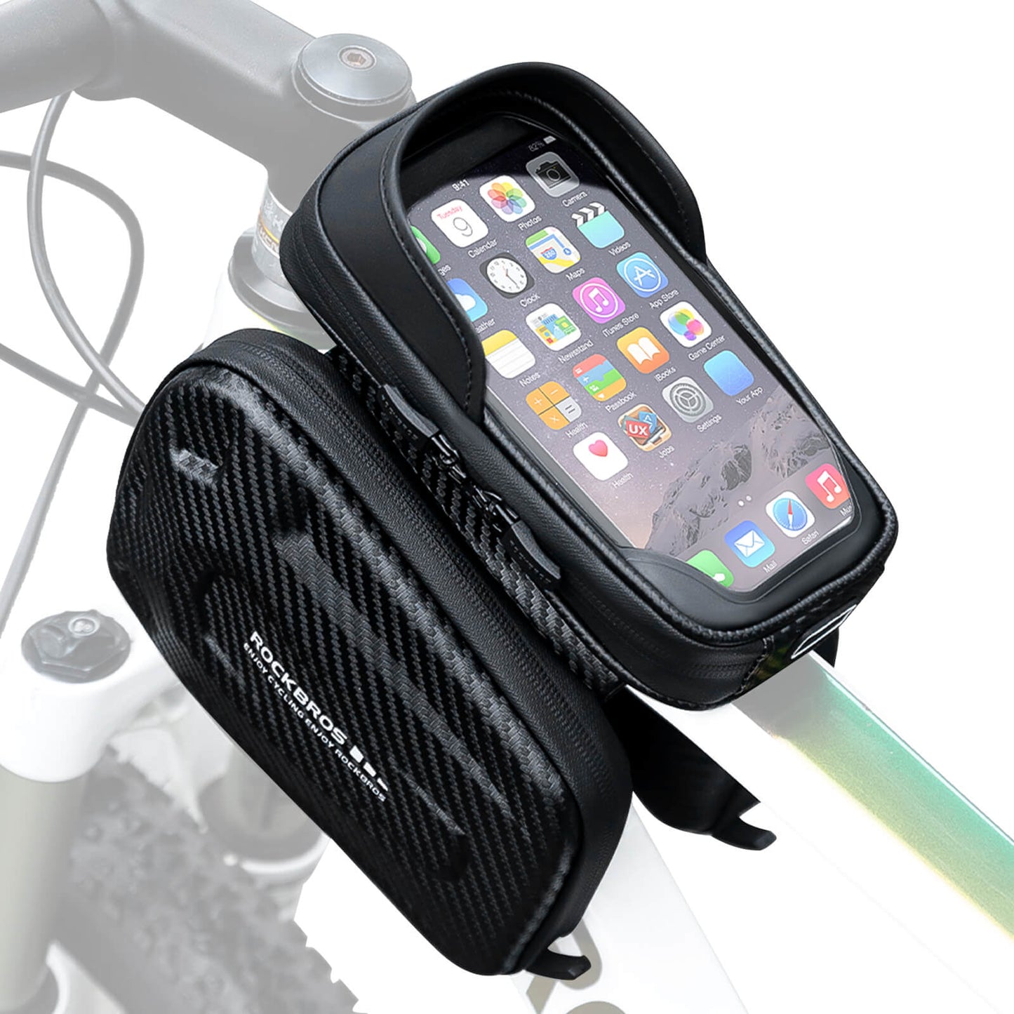 Oberrohrtasche für Smartphone mit Lichtschutz & Seitentaschen