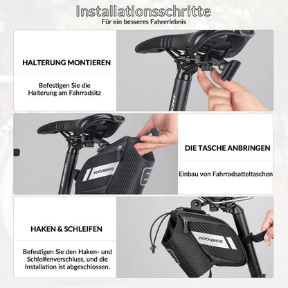 ROCKBROS Satteltasche Fahrradsitz Tasche mit Flaschenhalter Schwarz 1L