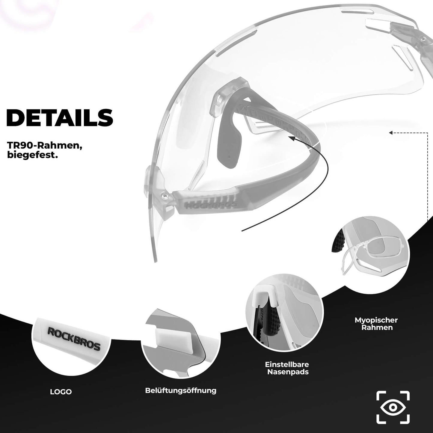 Aerodynamische und Windabweisende Sportbrille