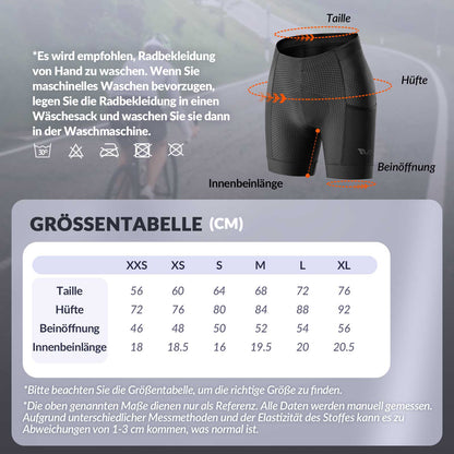 TVI Radlerhose Damen Gepolstert mit Tasche Atmungsaktive