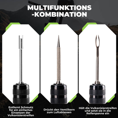 Tubeless Reifenpannenset mit Gummistopfen, Aluminiumgehäus, Griff