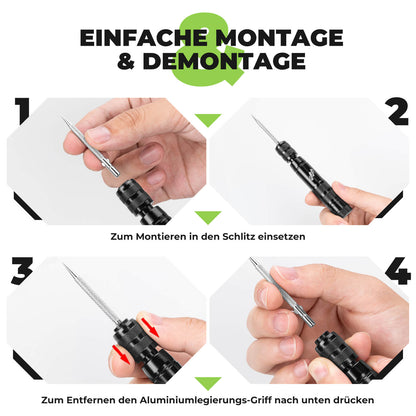 Tubeless Reifenpannenset mit Gummistopfen, Aluminiumgehäus, Griff