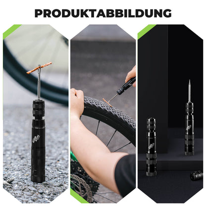 Tubeless Reifenpannenset mit Gummistopfen, Aluminiumgehäus, Griff