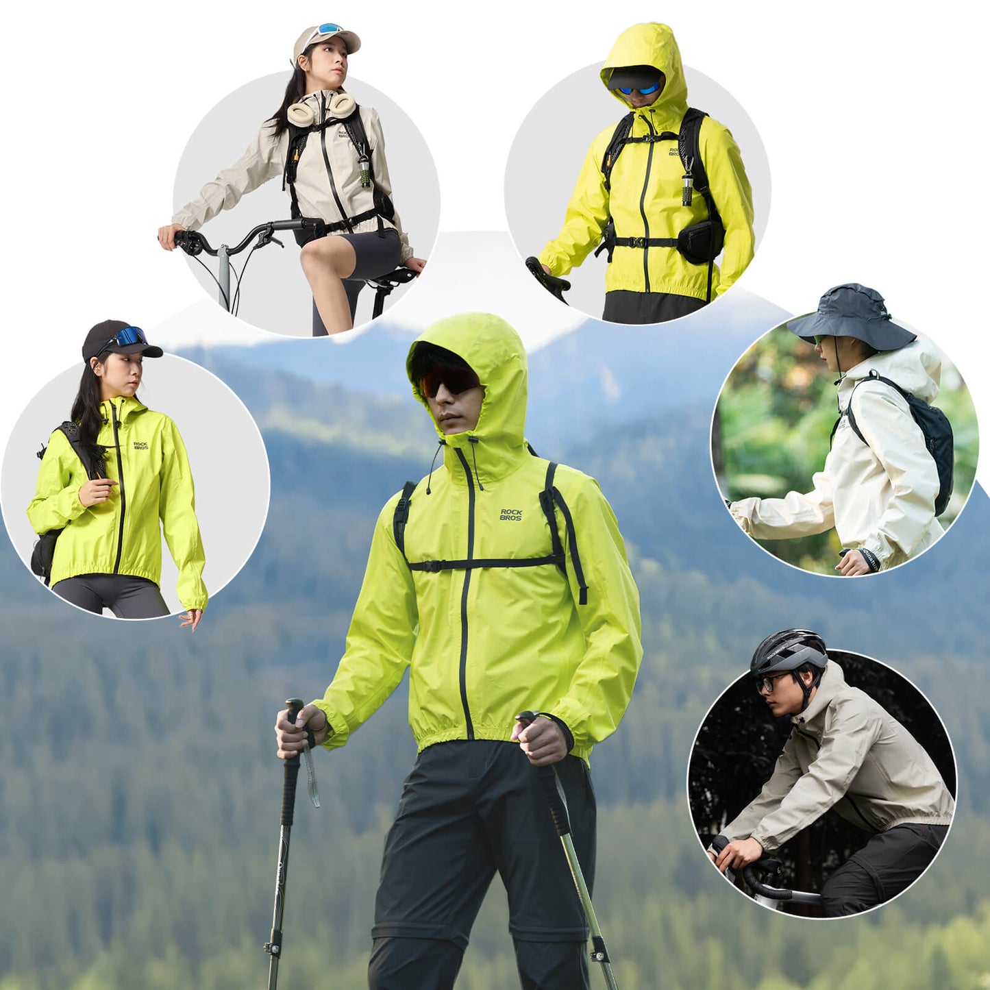 Neon Gelb Jacke Regenjacke Leicht Wasserdicht 0-15° Herren/Damen
