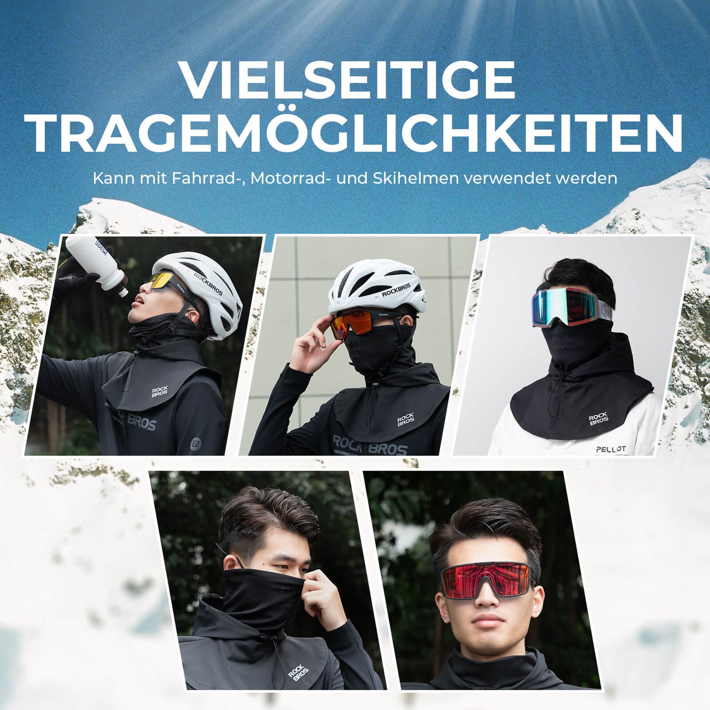 ROCKBROS Winter Sturmhaube Gesichtsmaske Warm Winddicht Balaclava Herren Damen