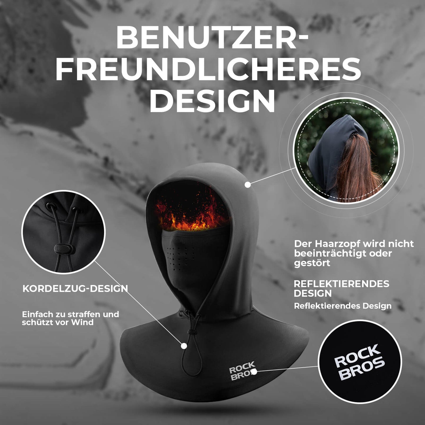 ROCKBROS Winter Sturmhaube Gesichtsmaske Warm Winddicht Balaclava Herren Damen