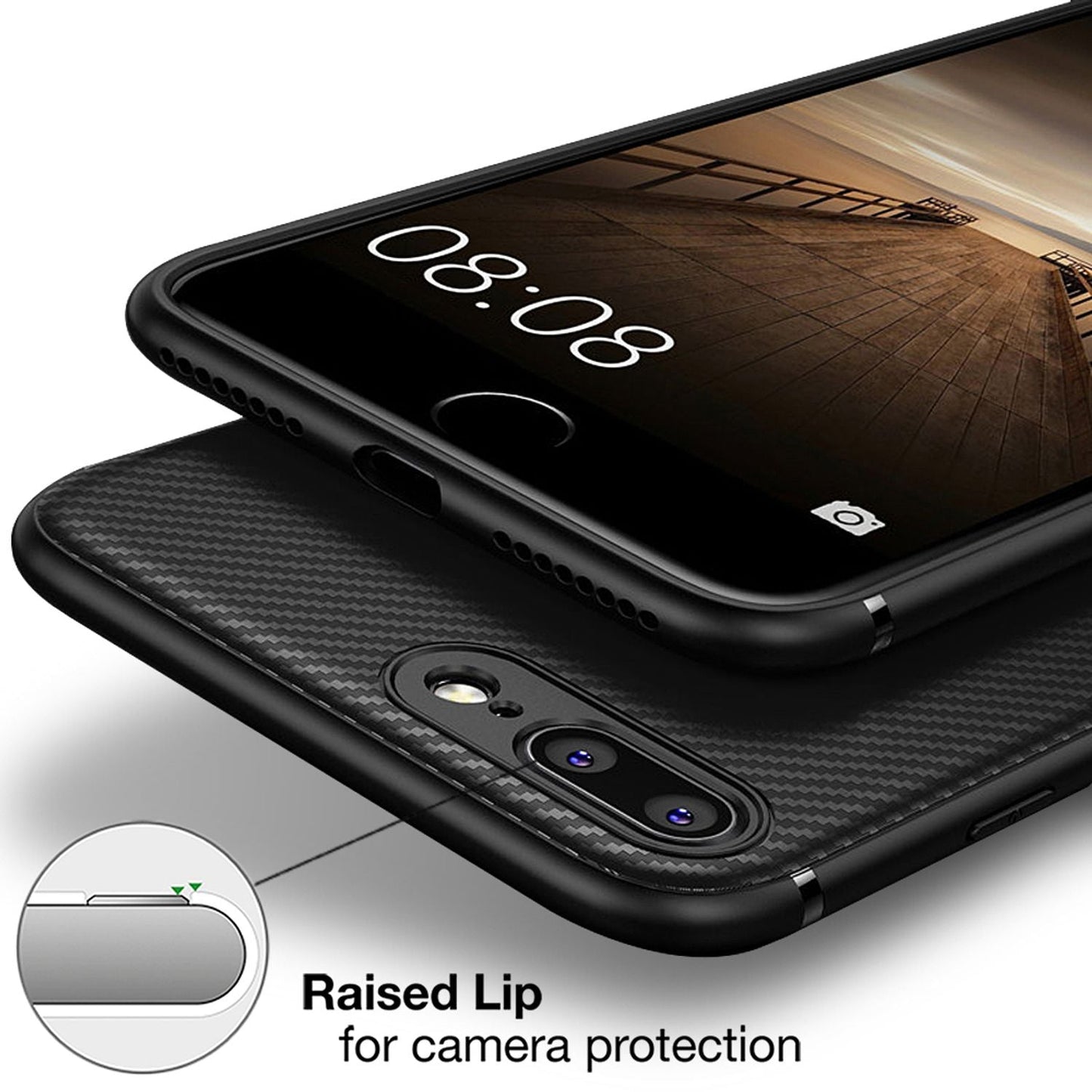NALIA Hülle für iPhone 8 Plus / 7 Plus, Slim Handyhülle Case Cover Carbon Look