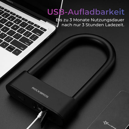 Schloss Fingerabdruck Wasserdicht IP6 Fahrrad Bügelschloss Bluetooth Schloss mit Schlüssel USB-Aufladung