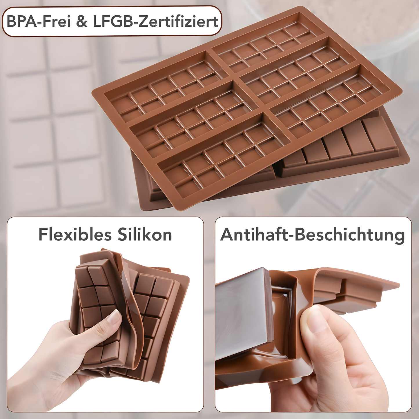 Schokoladenform aus Silikon für 6 Tafeln - Form 2