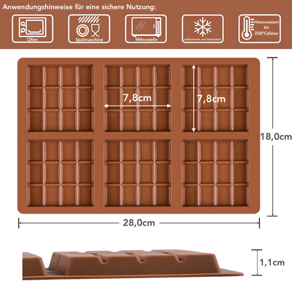 Schokoladenform aus Silikon für 6 Tafeln - Form 3