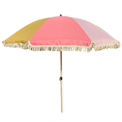 Sonnenschirm Strandschirm Schirm UV Schutz Fransen ROSA GELB knickbar Ø 170 cm