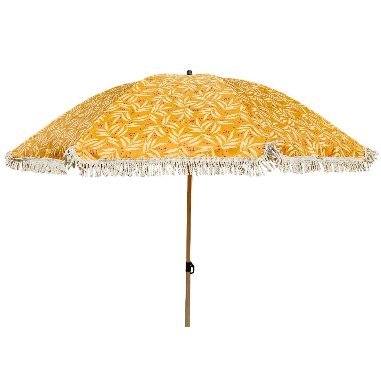 Sonnenschirm Strandschirm Schirm UV Schutz mit Tasche Fransen Gelb Ø 170 cm