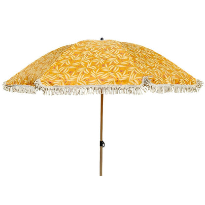 Sonnenschirm Strandschirm Schirm UV Schutz mit Tasche Fransen Gelb Ø 170 cm